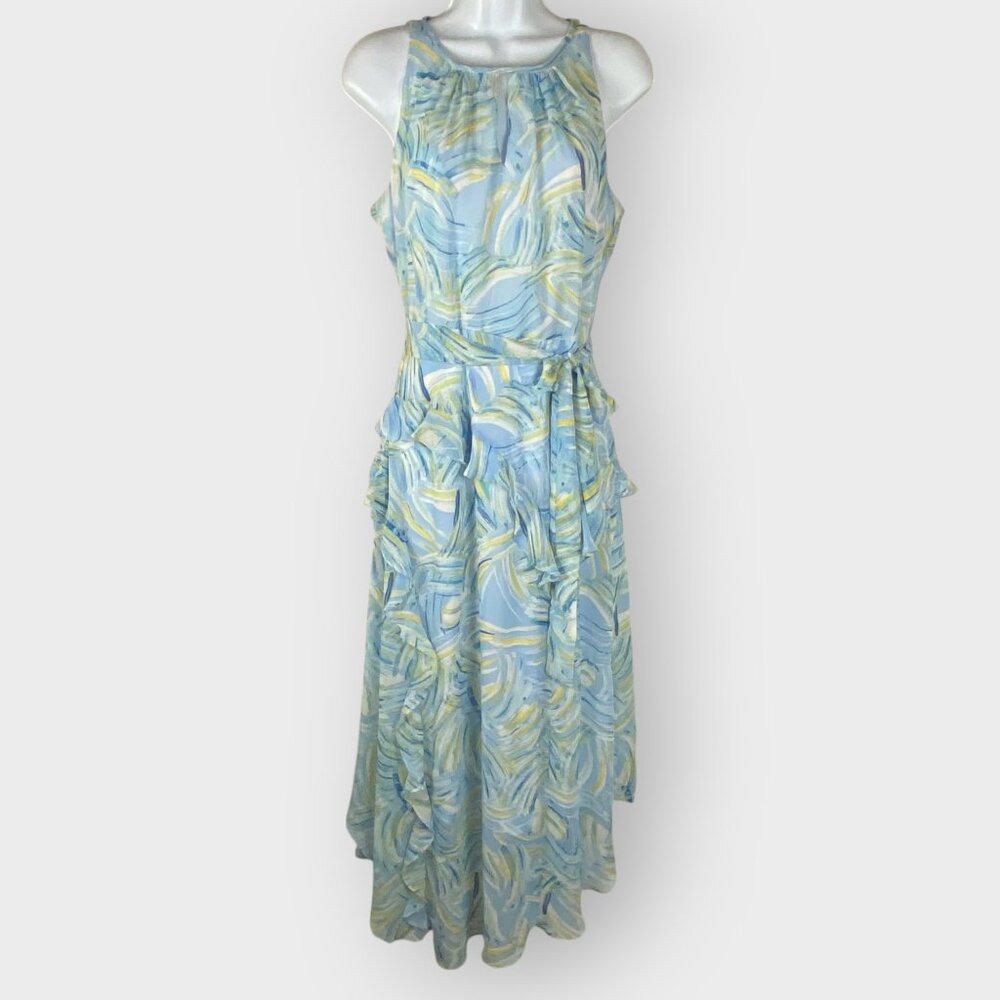 Leslie Fay Fairy Dress | 4 | Watercolor Chiffon | Asymm Hem Ruffle | Whimsical